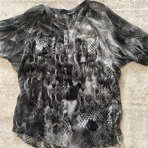 Express Women's Black and Gray Top